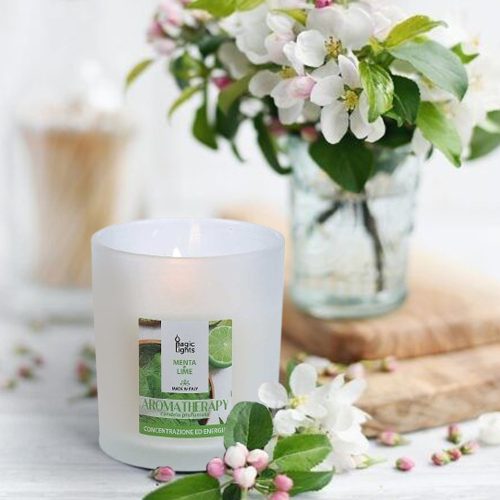 Menta és Lime Aromaterápiás illatú kézzel készített gyertya