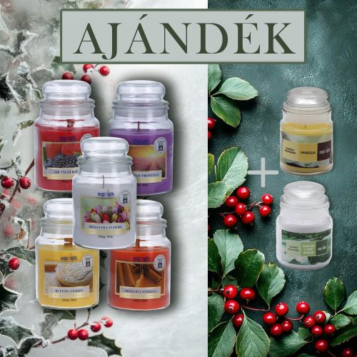 Gyertyacsomag (5 nagy illatgyertya + 2 db kis illatgyertya ajándék)
